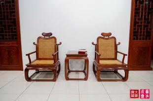 奥式黄檀三件套软屉明式休闲椅