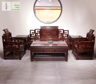 非洲酸枝回纹太师椅沙发 红木沙发组合 明清古典明中式家具