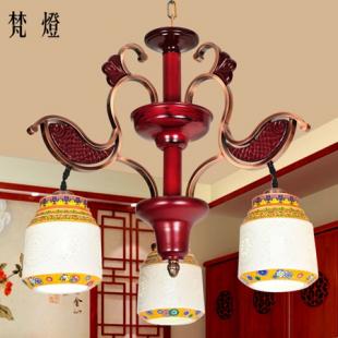 中式餐厅灯具古典灯实木雕花客厅灯书房灯时尚创意客厅卧室吊灯