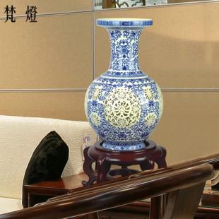 中式陶瓷台灯客厅卧室书房床头装饰古典实木灯饰景德镇陶瓷灯具