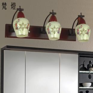 中式灯具五彩陶瓷镜前客厅卧室过道床头明清古典3头景德镇壁灯