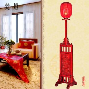 中式落地灯客厅橡木书房卧室床头明清手工雕刻景德镇陶瓷宫灯灯具
